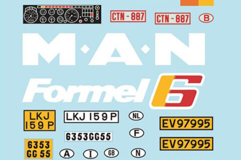 Decalbogen des Italeri MAN Formel 6 Plastikbausatzes